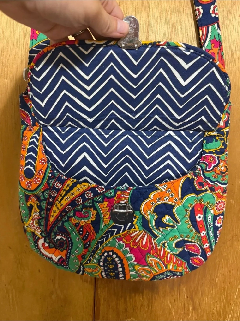 Retired Vera Bradley Venetian Paisley Crossbody Bag - Navy, Teal, Pink, Orange